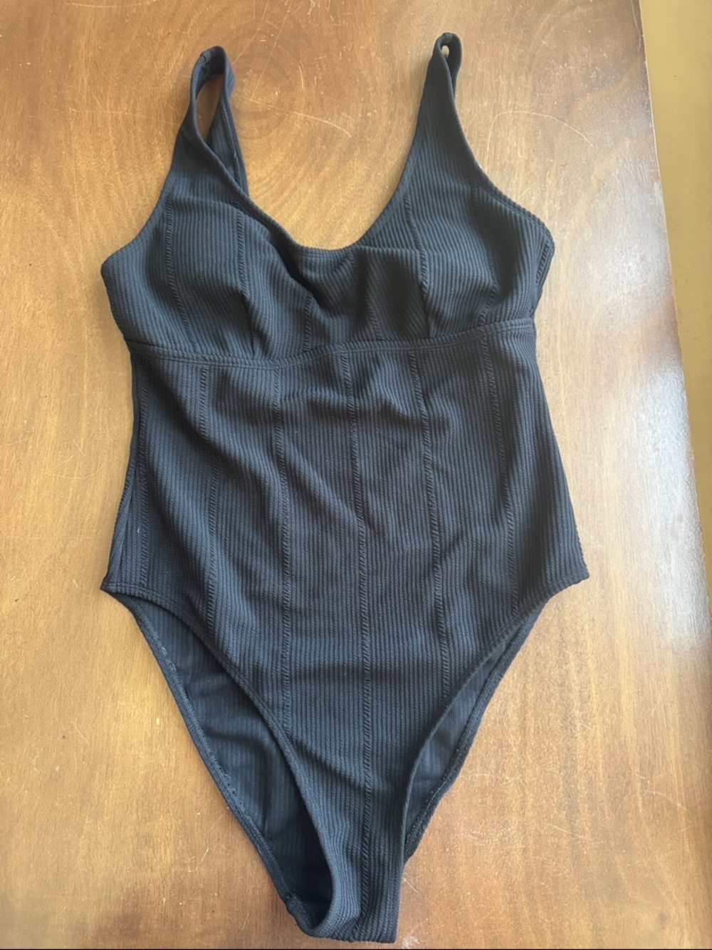 Classic Black Ribbed One-Piece Swimwear
